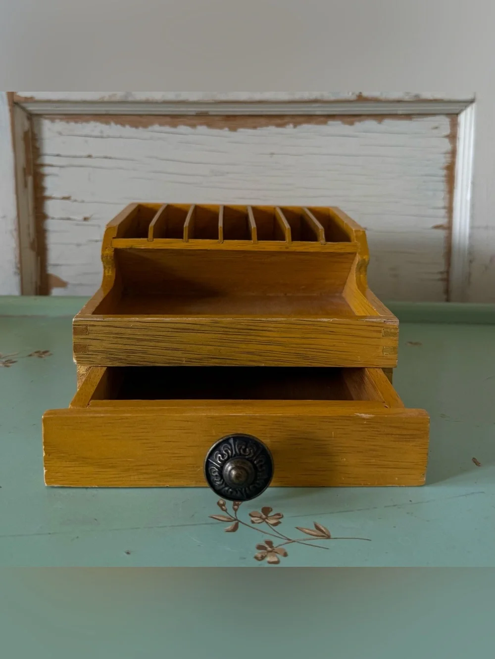 Vintage Wood Bench-top/Desktop Organizer, Plier Storage Rack, Jewelry Tools